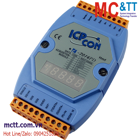 Module RS-485 DCON 1 kênh đầu vào tương tự (Strain Gauge, 6 Wires) + 4 kênh DO + 1 kênh DI ICP DAS I-7016PD CR