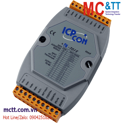 Module RS-485 DCON 8 kênh đầu vào tương tự AI (Dòng điện, điện áp, cặp nhiệt) ICP DAS I-7018-G CR