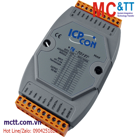 Module RS-485 DCON 8 kênh đầu vào tương tự (cặp nhiệt, Thermocouple) ICP DAS I-7018P-G CR