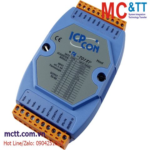 Module RS-485 DCON 8 kênh đầu vào tương tự (cặp nhiệt, Thermocouple) ICP DAS I-7018P CR