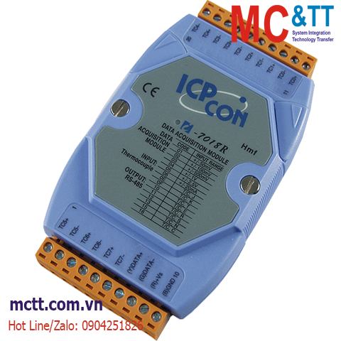 Module RS-485 DCON 8 kênh đầu vào tương tự AI (Dòng điện, điện áp, cặp nhiệt) ICP DAS I-7018R CR