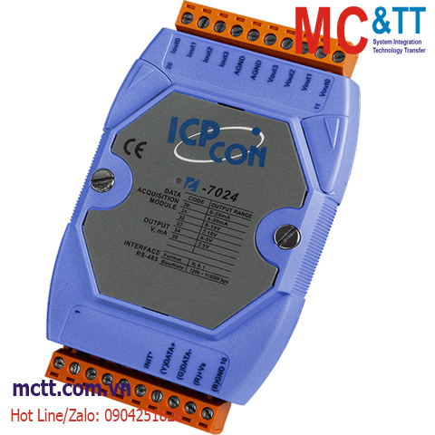 Module RS-485 DCON 4 kênh đầu ra tương tự AO ICP DAS I-7024 CR