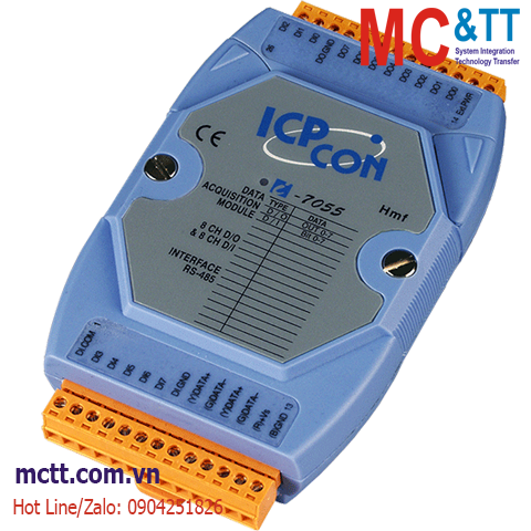 Module RS-485 DCON 8 kênh đầu vào số DI + 8 kênh đầu ra số DO ICP DAS I-7055 CR