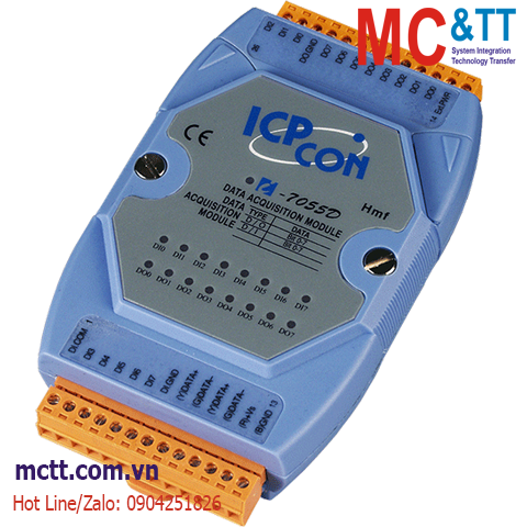 Module RS-485 DCON 8 kênh đầu vào số DI + 8 kênh đầu ra số DO ICP DAS I-7055D CR