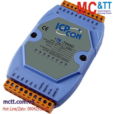 Module RS-485 DCON 8 kênh đầu vào số DI AC/DC ICP DAS I-7059D CR