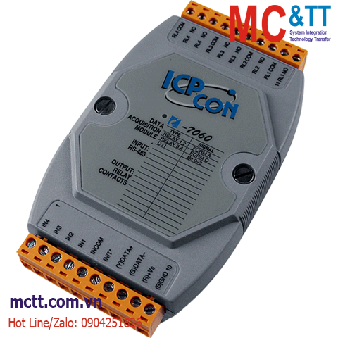 Module RS-485 DCON 4 kênh đầu vào số DI+4 kênh đầu ra Relay ICP DAS I-7060-G CR