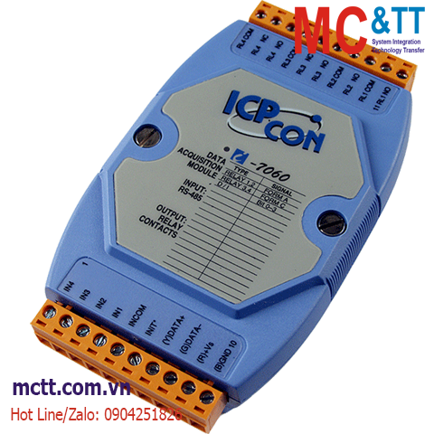 Module RS-485 DCON 4 kênh đầu vào số DI+4 kênh đầu ra Relay ICP DAS I-7060 CR