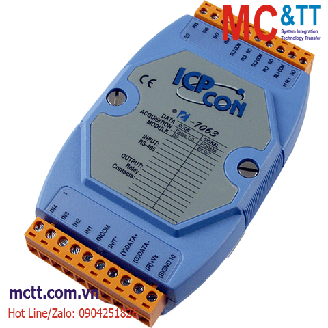 Module RS-485 DCON 3 kênh đầu ra Relay + 8 kênh đầu vào số DI ICP DAS I-7063 CR