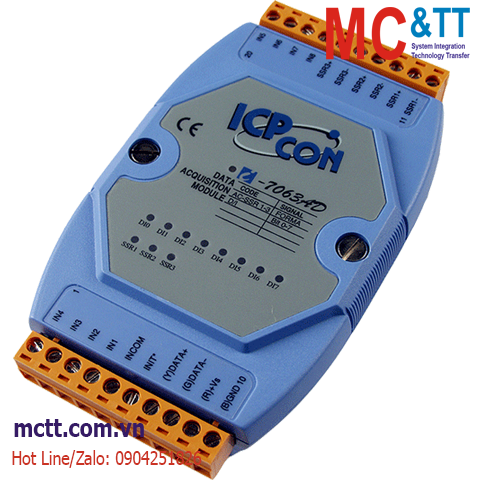 Module RS-485 DCON 3 kênh đầu ra AC SSR + 8 kênh đầu vào số DI ICP DAS I-7063AD CR
