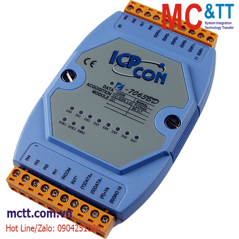 Module RS-485 DCON 3 kênh đầu ra DC SSR + 8 kênh đầu vào số DI ICP DAS I-7063BD CR