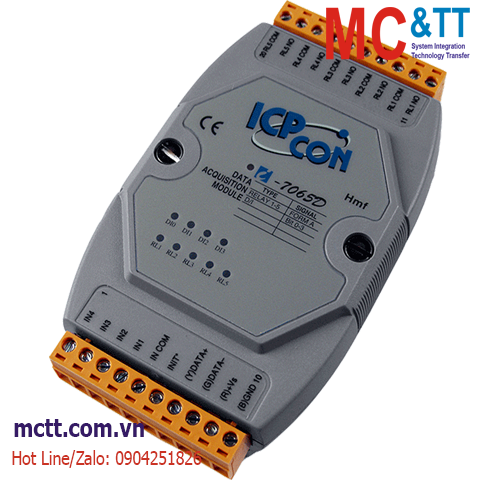 Module RS-485 DCON 5 kênh đầu ra Relay + 4 kênh đầu vào số DI ICP DAS I-7065D-G CR