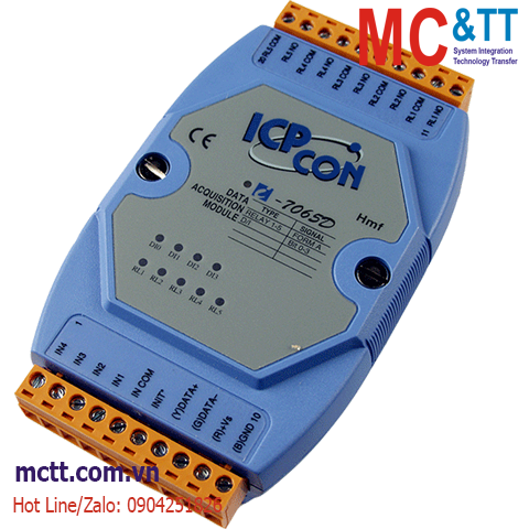 Module RS-485 DCON 5 kênh đầu ra Relay + 4 kênh đầu vào số DI ICP DAS I-7065D CR