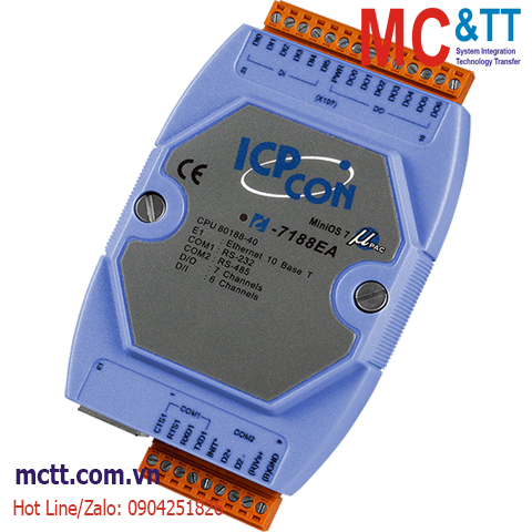 Bộ lập trình nhúng MiniOS7 PAC với CPU 80188-40 + 6 kênh DI + 7 kênh DO ICP DAS I-7188EA CR
