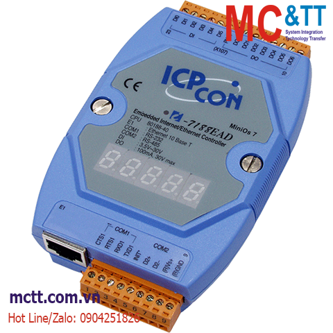 Bộ lập trình nhúng MiniOS7 PAC với CPU 80188-40 + 6 kênh DI + 7 kênh DO ICP DAS I-7188EAD CR