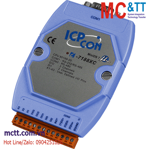 Bộ lập trình nhúng MiniOS7 PAC với CPU 80188-20 ICP DAS I-7188XC-512/RTC CR