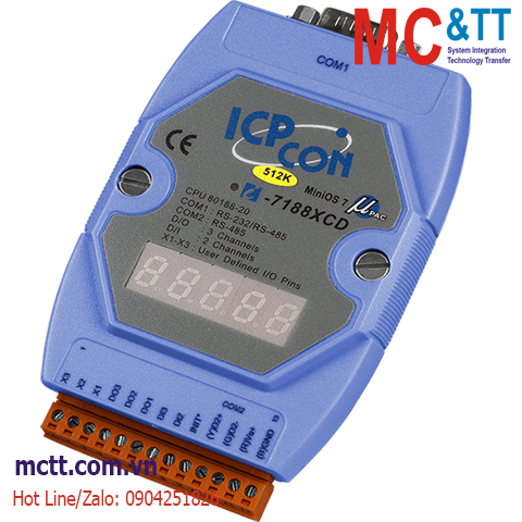 Bộ lập trình nhúng MiniOS7 PAC với CPU 80188-20 ICP DAS I-7188XCD-512/RTC CR