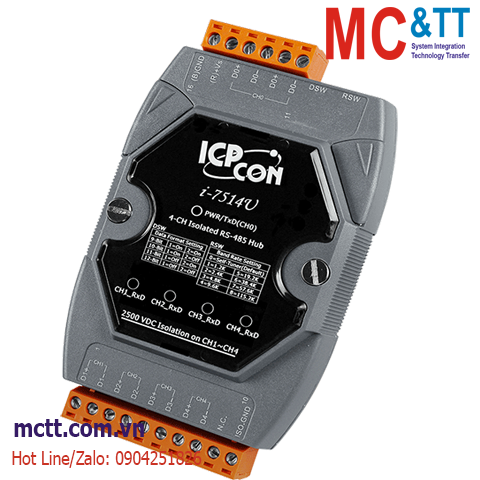 Bộ chia HUB 1 cổng RS-485 Master sang 4 cổng RS-485 Slave ICP DAS I-7514U-G CR