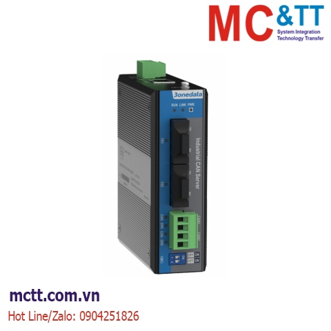 Bộ chuyển đổi 2 cổng CAN sang 2 cổng quang + 1 cổng Ethernet 3onedata ICP222-1T2F-2CI-TB-P(12-48VDC)
