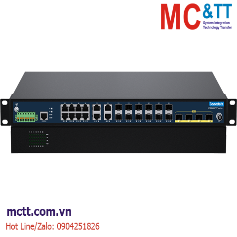 Switch công nghiệp PTP quản lý Layer 3 với 12 cổng Gigabit Ethernet + 4 cổng 10Gb SFP + 12 cổng Gigabit SFP 3Onedata ICS5400PTP-12GT12GS4XS-2HV