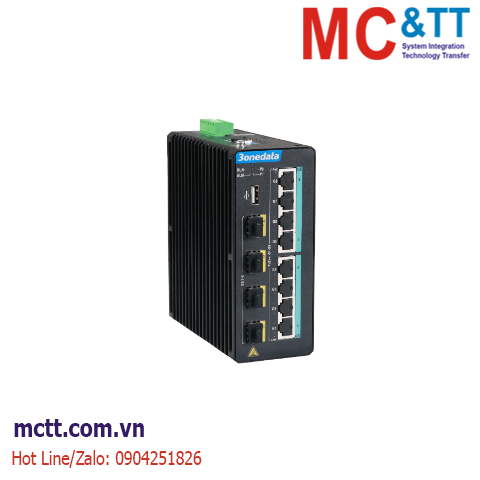 Switch công nghiệp quản lý Layer 3 với 8 cổng Gigabit PoE + 4 cổng 10Gb SFP 3Onedata ICS6400BT-8GP4XS-2LV