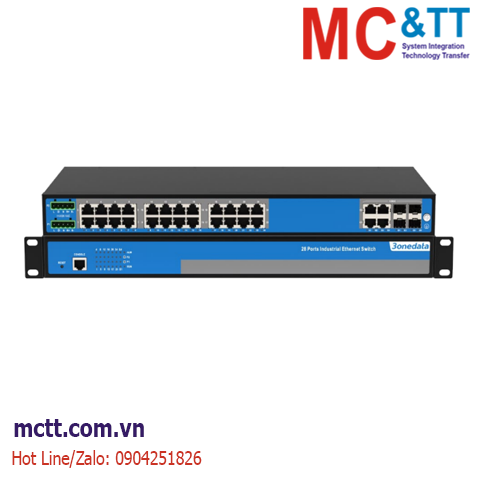 Switch công nghiệp 22 cổng Ethernet + 2 cổng quang + 4 cổng Gigabit Combo 3Onedata IES1200-22T2F4GC-2LV