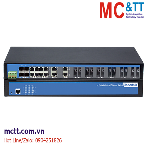 Switch công nghiệp quản lý 12 cổng Ethernet + 12 cổng quang + 4 cổng Gigabit SFP 3Onedata IES5028-4GS-12F