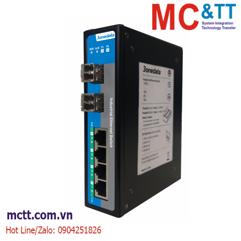 Switch công nghiệp quản lý 4 cổng Gigabit PoE + 2 cổng 2.5G SFP 3Onedata IES6000-4GP2HS-2P48-120W