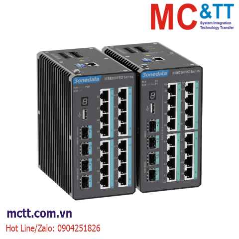 Switch công nghiệp quản lý 16 cổng Gigabit Ethernet + 2 cổng Gigabit SFP + 2 cổng 2.5G SFP + 2 cổng DI/DO 3Onedata IES6300PRO-16GT2GS2HS-2Di2Do-2LV