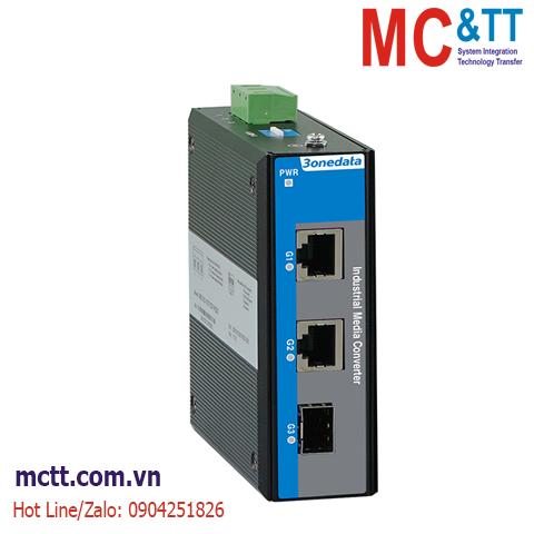 Bộ chuyển đổi quang điện công nghiệp 2 cổng Gigabit Ethernet sang 1 cổng Gigabit SFP 3onedata IMC100-2GT1GS-P48