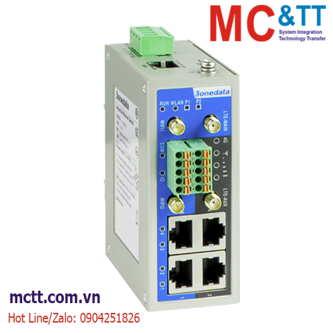 Router công nghiệp 4G Dual SIM, 1 cổng WAN + 4 cổng LAN + Wi-Fi 3Onedata IRT5300L-5T2D