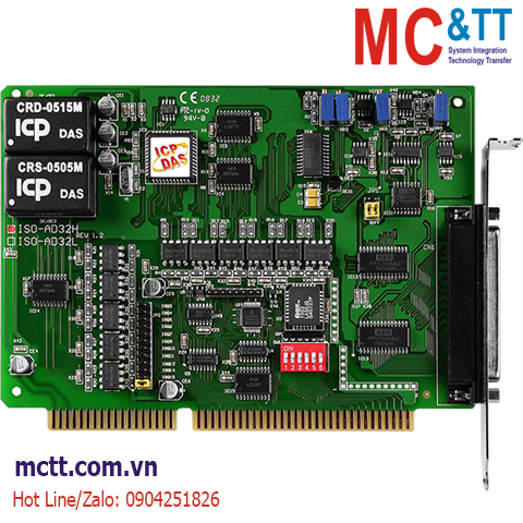 Card ISA 32 kênh đầu vào tương tự AI 12 bits,  200 kS/s ICP DAS ISO-AD32L/S CR