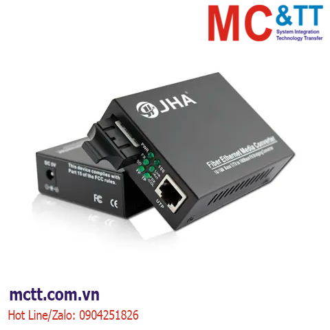 Bộ chuyển đổi quang điện 1 cổng Ethernet sang 1 cổng quang (Dual Fiber, Single Mode, SC, 20KM) JHA TECH JHA-F11-20