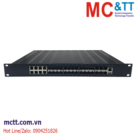 Switch công nghiệp quản lý 6 cổng 10G SFP+ + 24 cổng Gigabit SFP + 8 cổng GbE JHA Tech JHA-MIWS6GS2408H