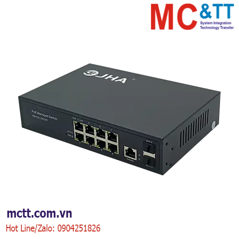 Switch quản lý 8 cổng Gigabit PoE + 2 cổng Gigabit SFP JHA Tech JHA-MPGS28N