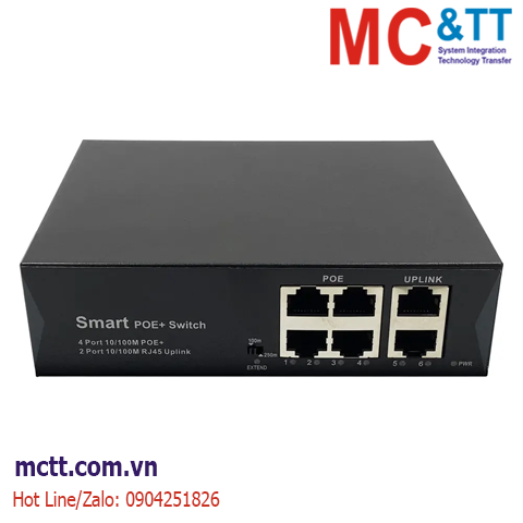 Switch 4 cổng PoE + 2 cổng Ethernet JHA Tech JHA-P10204CBMHGW