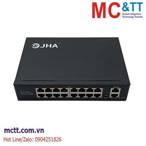 Switch 16 cổng PoE + 2 cổng Gigabit Ethernet JHA Tech JHA-P302016CBMZH