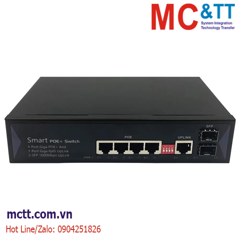 Switch 4 cổng Gigabit PoE + 1 cổng Gigabit Ethernet + 2 Gigabit SFP JHA Tech JHA-P42104BMHX