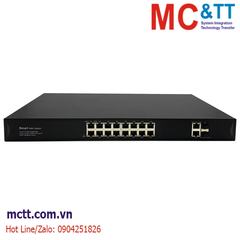 Switch 16 cổng Gigabit PoE + 2 cổng Gigabit Ethernet + 2 cổng Gigabit SFP JHA Tech JHA-P422016BHGW