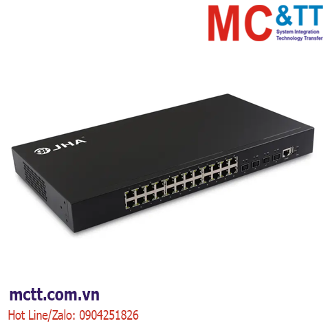 Switch Layer 3 quản lý 24 cổng Gigabit PoE + 4 cổng 10G SFP+ JHA Tech JHA-SW4024PMGH-L3