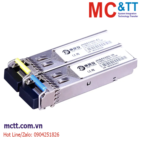 Module quang SFP công nghiệp 155Mb/s, Single-mode, 1550nm Tx/1310nm Rx, Single Fiber, 20Km JHA Tech JHA5220D-53