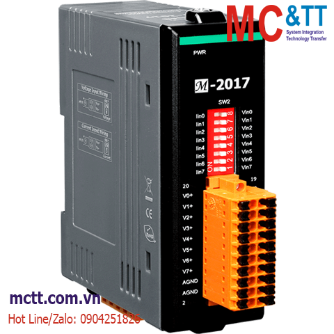 Module RS-485 Modbus RTU 8 kênh đầu vào tương tự AI ICP DAS M-2017 CR