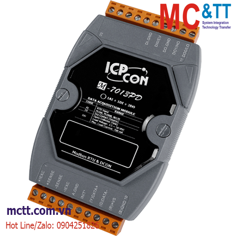 Module RS-485 Modbus RTU 1 kênh đầu vào RTD + 2 kênh DO + 1 kênh DI ICP DAS M-7013PD-G CR