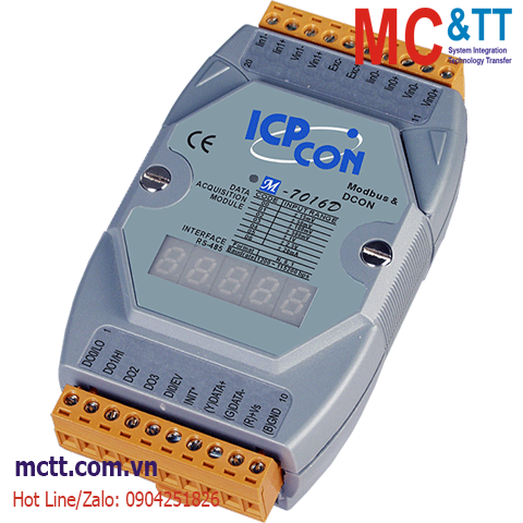 Module RS-485 Modbus RTU 2 kênh đầu vào biến dạng (Load Cell, Strain Gauge) +4 DO+1 DI ICP DAS M-7016D-G CR