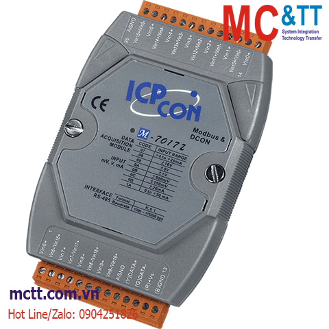 Module RS-485 Modbus RTU 10/20 kênh đầu vào tương tự AI ICP DAS M-7017Z-G CR
