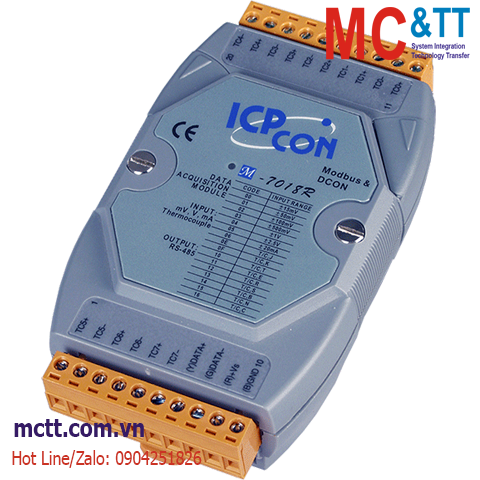 Module RS-485 Modbus RTU 8 kênh đầu vào tương tự (Dòng điện, điện áp, cặp nhiệt) ICP DAS M-7018R-G CR