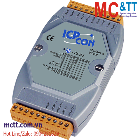 Module RS-485 Modbus RTU 4 kênh đầu ra tương tự AO ICP DAS M-7024-G CR