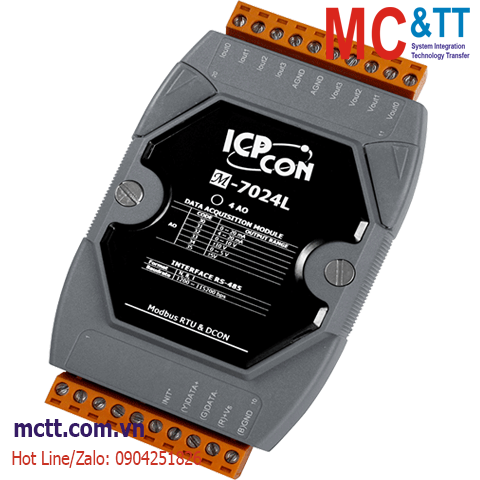 Module RS-485 Modbus RTU 4 kênh đầu ra tương tự AO ICP DAS M-7024L-G CR