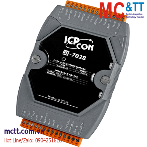 Module RS-485 Modbus RTU 8 kênh đầu ra tương tự AO ICP DAS M-7028-G CR