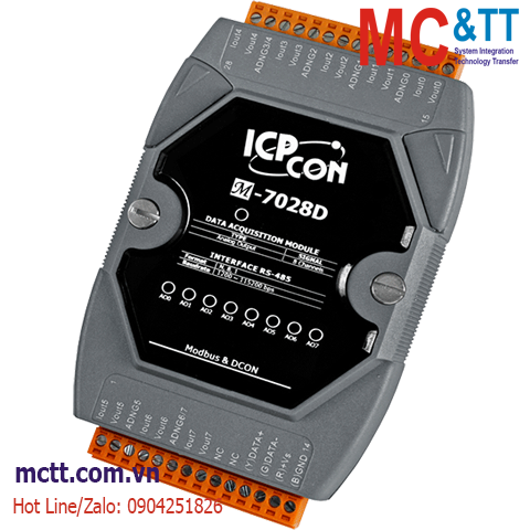 Module RS-485 Modbus RTU 8 kênh đầu ra tương tự AO ICP DAS M-7028D-G CR