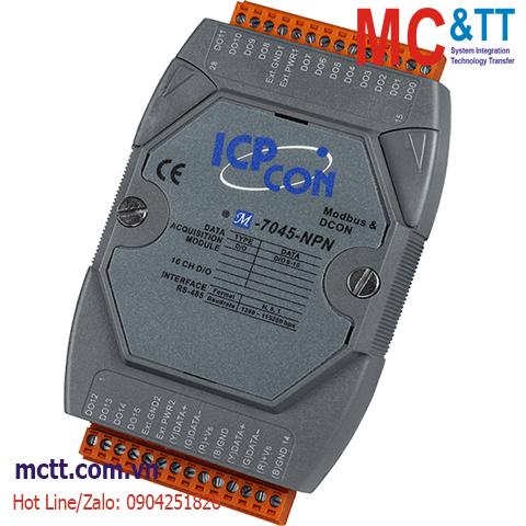 Module RS-485 Modbus RTU 16 kênh đầu ra số DO ICP DAS M-7045D-NPN-G CR